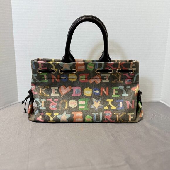 VINTAGE Y2K Dooney & Bourke Black Mini Tassels Graffiti Bag - Picture 2 of 7